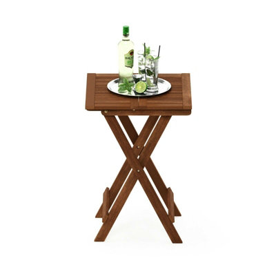 Furinno Tioman Hardwood Folding Table in Teak Oil, Natural