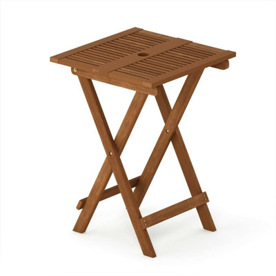 Furinno Tioman Hardwood Folding Table in Teak Oil, Natural