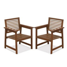 Furinno Tioman Hardwood Outdoor Armchair without Cushion, Set of Two, Natural