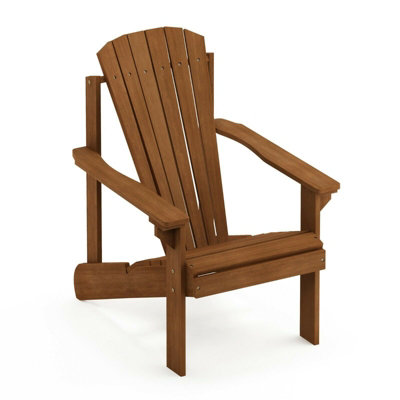 Furinno Tioman Small Hardwood Adirondack Patio Chair in Teak Oil, Natural