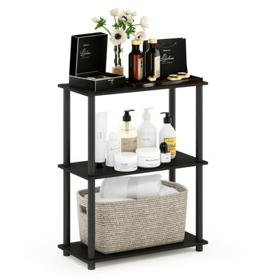 Furinno Turn-N-Tube 3-Tier Compact Multipurpose Shelf Display Rack, Espresso/Black