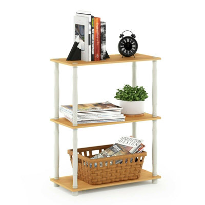 Furinno Turn-N-Tube 3-Tier Compact Multipurpose Shelf Display Rack with Classic Tube, Beech/White