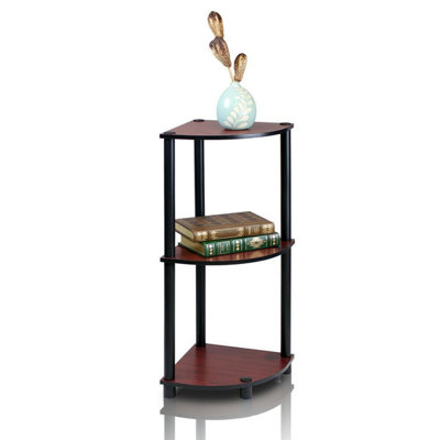 Furinno Turn-N-Tube 3-Tier Corner Display Rack Multipurpose Shelving Unit, Dark Cherry/Black