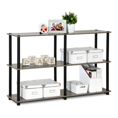 Furinno Turn-N-Tube 3-Tier Double Size Storage Display Rack, French Oak ...