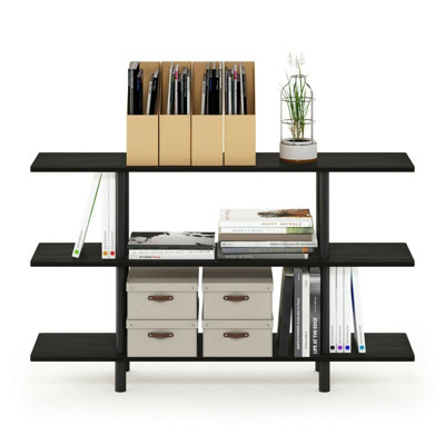 Furinno Turn-N-Tube 3-Tier Wide Display Shelf, Espresso/Black