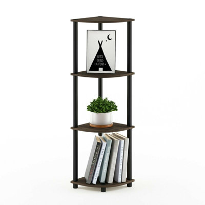 Furinno Turn-N-Tube 4-Tier Corner Display Rack Multipurpose Shelving Unit, Columbia Walnut/Black