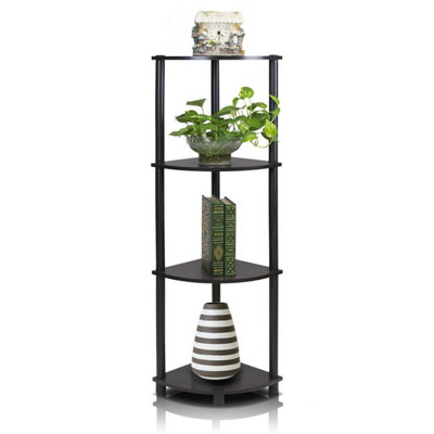 Furinno Turn-N-Tube 4-Tier Corner Display Rack Multipurpose Shelving Unit, Espresso/Black