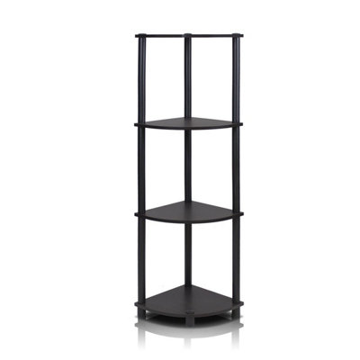 Furinno Turn-N-Tube 4-Tier Corner Display Rack Multipurpose Shelving Unit, Espresso/Black