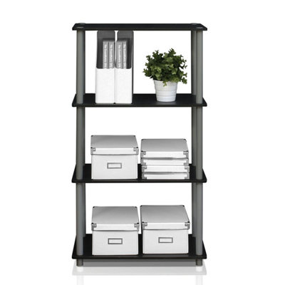 Furinno Turn-N-Tube 4-Tier Multipurpose Shelf Display Rack, Black/Grey