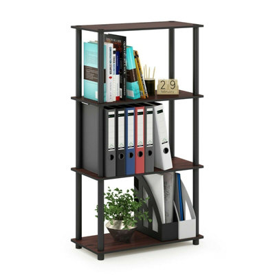 Furinno Turn-N-Tube 4-Tier Multipurpose Shelf Display Rack, Dark Cherry/Black