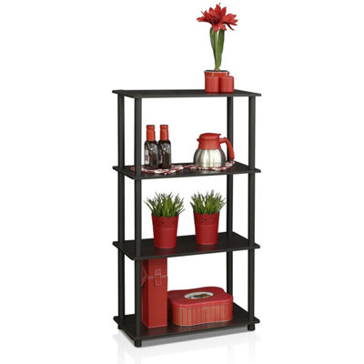 Furinno Turn-N-Tube 4-Tier Multipurpose Shelf Display Rack, Espresso/Black