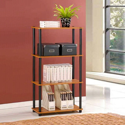 Furinno Turn-N-Tube 4-Tier Multipurpose Shelf Display Rack, Light Cherry/Black