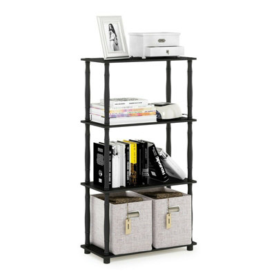 Furinno Turn-N-Tube 4-Tier Multipurpose Shelf Display Rack with Classic Tubes, Americano/Black