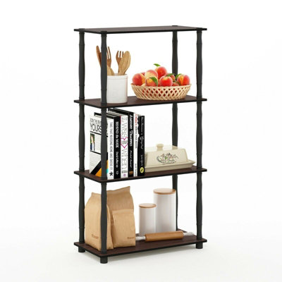 Furinno Turn-N-Tube 4-Tier Multipurpose Shelf Display Rack with Classic Tubes, Dark Cherry/Black