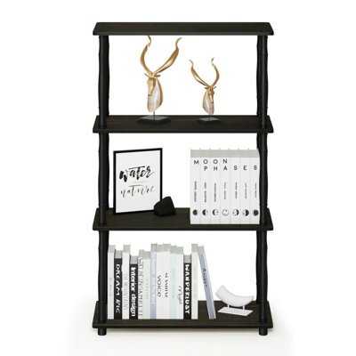 Furinno Turn-N-Tube 4-Tier Multipurpose Shelf Display Rack with Classic Tubes, Espresso/Black