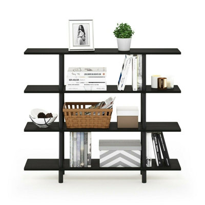 Furinno Turn-N-Tube 4-Tier Wide Display Shelf, Espresso/Black