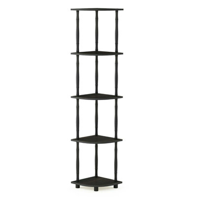 Furinno Turn-N-Tube 5 Tier Corner Display Rack Multipurpose Shelving Unit with Classic Tubes, Espresso/Black