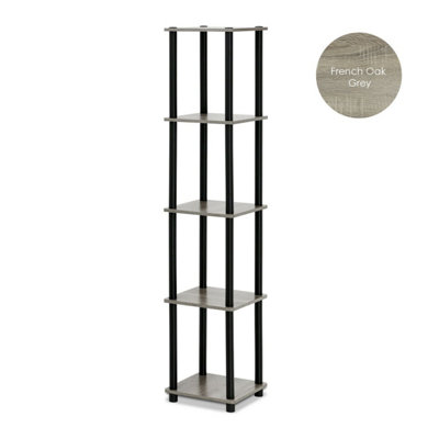 Furinno Turn-N-Tube 5-Tier Corner Square Rack Display Shelf, French Oak ...