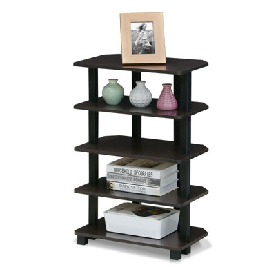 Furinno Turn-N-Tube 5-Tier Corner Storage Shelf, Espresso/Black