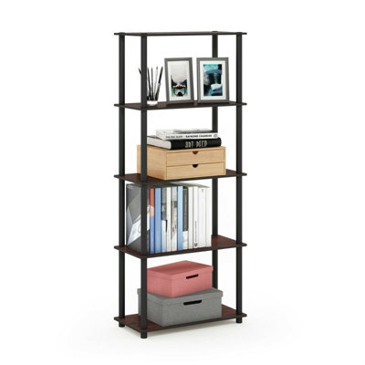 Furinno Turn-N-Tube 5-Tier Multipurpose Shelf Display Rack, Dark Cherry/Black