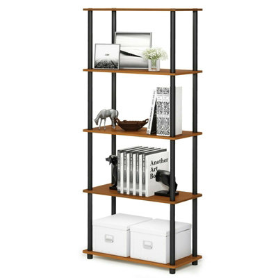 Furinno Turn-N-Tube 5-Tier Multipurpose Shelf Display Rack, Light Cherry/Black