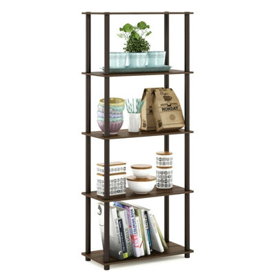 Furinno Turn-N-Tube 5-Tier Multipurpose Shelf Display Rack, Walnut/Brown