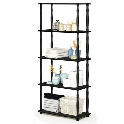 Furinno Turn-N-Tube 5-Tier Multipurpose Shelf Display Rack with Classic Tubes, Espresso/Black