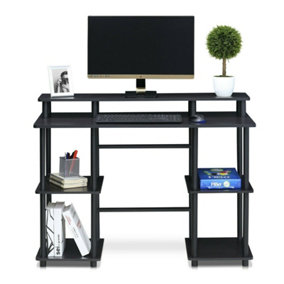 Furinno Turn-N-Tube Computer Desk with Top Shelf, Espresso/Black