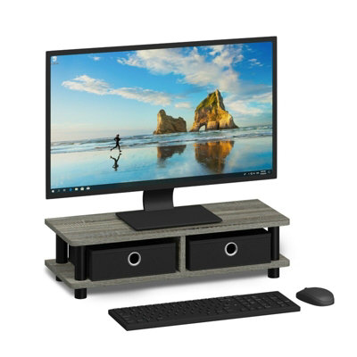 Furinno Turn-N-Tube Monitor Stand, French Oak Grey/Black Price Comparisons | Compare The Build