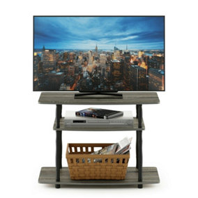 Furinno Turn-N-Tube No Tools 3-Tier TV Stands with Classic Tubes, French Oak Grey/Black