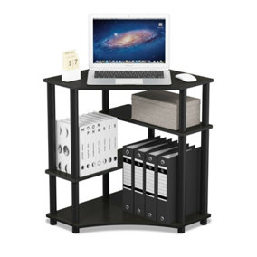 Furinno Turn-N-Tube Space Saving Corner Desk with Shelves, Espresso/Black