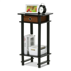 Furinno Turn-N-Tube Tall End Table with Bin, Espresso/Brown
