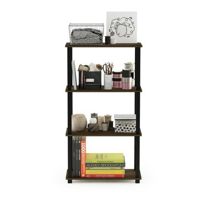 Furinno Turn-S-Tube 4-Tier Multipurpose Shelf Display Rack with Square Tube, Columbia Walnut/Black