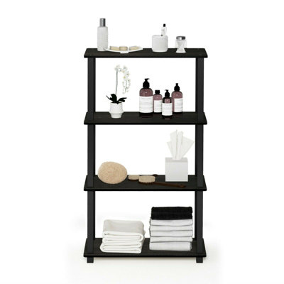 Furinno Turn-S-Tube 4-Tier Multipurpose Shelf Display Rack with Square Tube, Espresso/Black