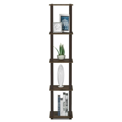 Furinno Turn-S-Tube 5-Tier Corner Square Rack Display Shelf with Square ...