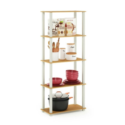 Furinno Turn-S-Tube 5-Tier Multipurpose Shelf Display Rack with Square ...