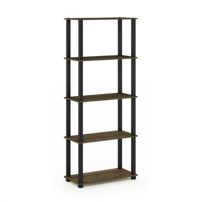 Furinno Turn-S-Tube 5-Tier Multipurpose Shelf Display Rack with Square Tubes, Columbia Walnut/Black