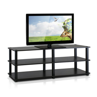 Furinno Turn-S-Tube Étagère 3 Niveaux Sans Outil - Support TV Ou Chaussures Bois Pin Ambré/Noir