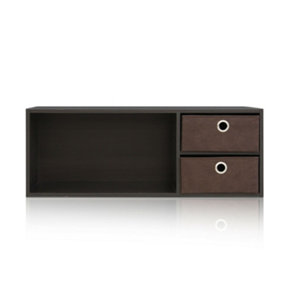 Furinno Wall-mounted Storage or Desk Hutch with 2 Bin Drawers, Espresso/Brown