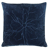 furn. Angeles Floral Pleated Velvet Polyester Filled Cushion
