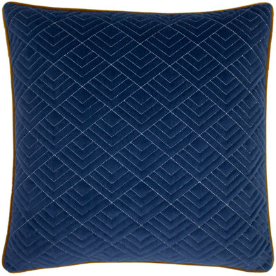 furn. Art Deco Quilted Embroidered Patterned Piped Polyester Filled Cushion