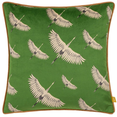 furn. Avalon Birds Velvet Feather Filled Cushion DIY at B&Q