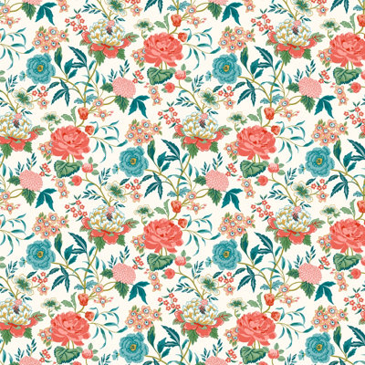 furn. Azalea Multicoloured Printed Floral Wallpaper Sample