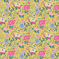 furn. Azalea Yellow Printed Floral Wallpaper Sample