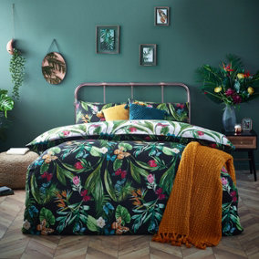 furn. Azura Single Duvet Cover Set, Cotton, Polyester, Dark Bloom