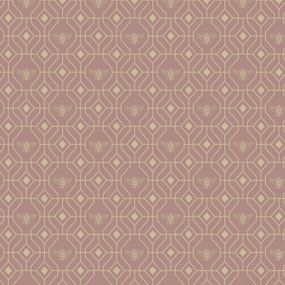 furn. Bee Deco Blush Pink Geometric Foil Wallpaper Sample