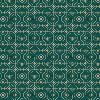 furn. Bee Deco Emerald Green Geometric Foil Wallpaper Sample