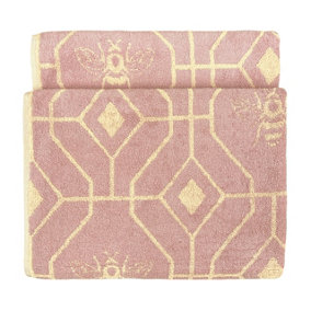 furn. Bee Deco Honeycomb Inspired Geometric Jacquard Bath Towel