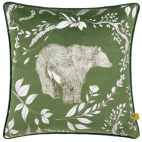 furn. Buckthorn Bear Velvet Polyester Filled Cushion