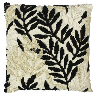 furn. Caliko Block Leaf Printed Tufted Cotton Polyester Filled Cushion